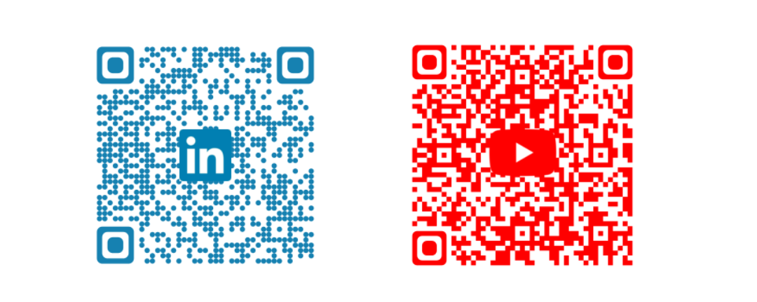 Un exemple de QR code avec le compte LinkedIn et la chaîne YouTube de Dcom-Solutions